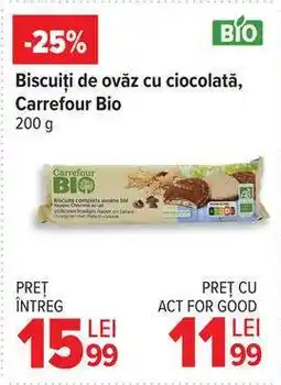 Carrefour Biscuiți de ovăz cu ciocolată, Carrefour Bio Ofertă