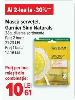 Carrefour Mască șervețel, Garnier Skin Naturals Ofertă