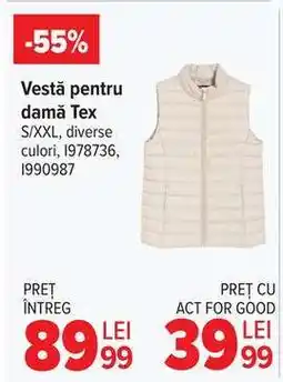 Carrefour Vestă pentru damă Tex Ofertă