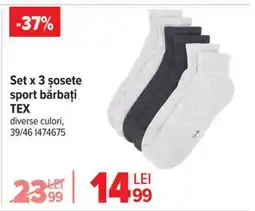 Carrefour Set x 3 șosete sport, bărbați, TEX Ofertă