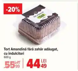 Carrefour Tort Amandină fără zahăr adăugat, cu îndulcitori Ofertă