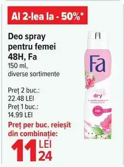 Carrefour Deo spray pentru femei 48H, Fa Ofertă