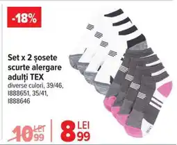 Carrefour Set x 2 șosete scurte, alergare, adulți, TEX Ofertă