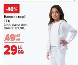 Carrefour Hanorac copii TEX Ofertă