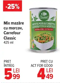 Carrefour Market Mix mazăre cu morcov, Carrefour Classic Ofertă