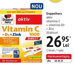 DM Doppelherz aktiv vitamina C + vitamina D3 + Zinc Ofertă