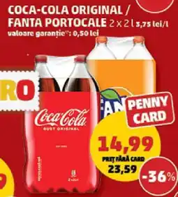 Penny COCA-COLA ORIGINAL/FANTA PORTOCALE 2 x 2L Ofertă
