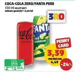 Penny COCA-COLA ZERO/FANTA PERE Ofertă