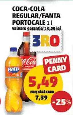 Penny COCA-COLA regular / FANTA portocale, 1L Ofertă