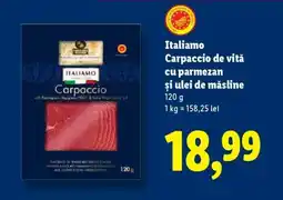 Lidl Italiamo Carpaccio de vită cu parmezan și ulei de măsline Ofertă