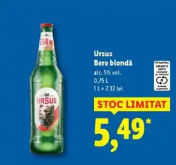 Lidl URSUS Bere blondă Ofertă