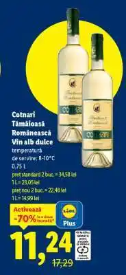 Lidl Cotnari Tămâioasă Românească Vin alb dulce Ofertă