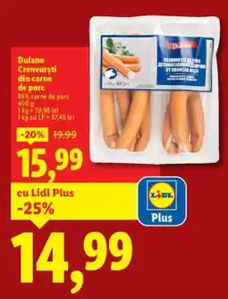 Lidl Dulano Crenvurști din carne de porc Ofertă