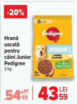 Carrefour Hrană uscată pentru câini Junior Pedigree 3 kg Ofertă