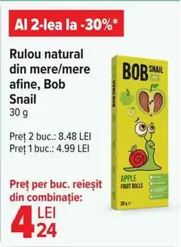 Carrefour Rulou natural din mere/mere afine, Bob Snail Ofertă