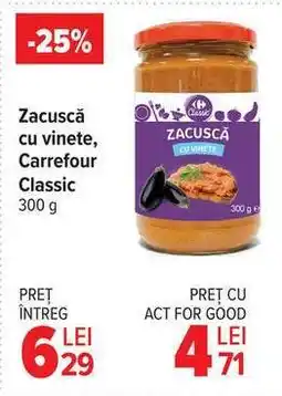 Carrefour Zacuscă cu vinete, Carrefour Classic 300 g Ofertă