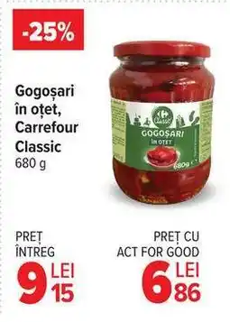 Carrefour Gogoșari în oțet, Carrefour Classic 680g Ofertă