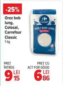 Carrefour Orez bob lung, Colosal, Carrefour Classic 1 kg Ofertă