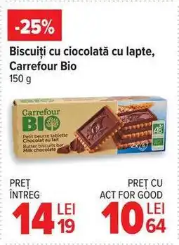 Carrefour Biscuiți cu ciocolată cu lapte, Carrefour Bio Ofertă