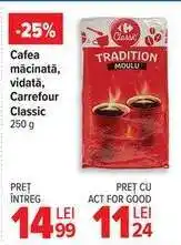Carrefour Cafea măcinată, vidată, Carrefour Classic 250 g Ofertă