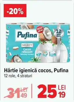 Carrefour Hârtie igienică cocos, Pufina Ofertă