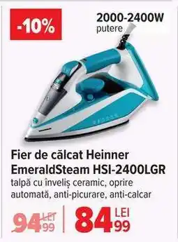 Carrefour Fier de călcat Heinner EmeraldSteam HSI-2400LGR Ofertă