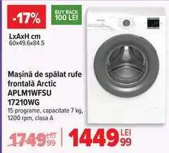 Carrefour Mașină de spălat rufe frontală Arctic APLM1WFSU 17210WG Ofertă