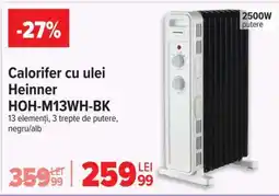 Carrefour Calorifer cu ulei Heinner HOH-M13WH-BK Ofertă