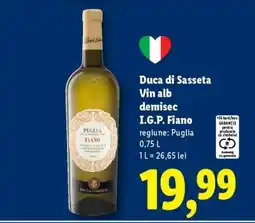 Lidl Duca di Sasseta Vin alb demisec I.G.P. Fiano Ofertă