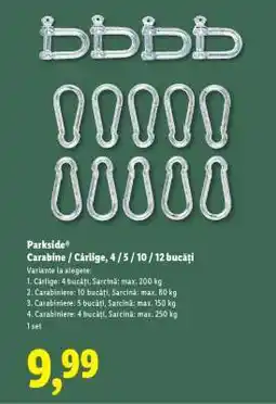 Lidl Parkside Carabine / Cârlige, 4 / 5 / 10 / 12 bucăți Ofertă