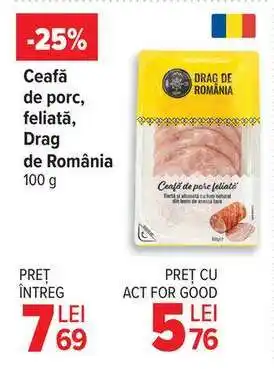 Carrefour Ceafă de porc, feliată Drag de România Ofertă