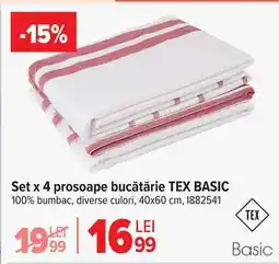 Carrefour Set x 4 prosoape bucătărie TEX BASIC Ofertă