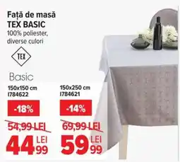 Carrefour Față de masă TEX BASIC 150x150 cm Ofertă