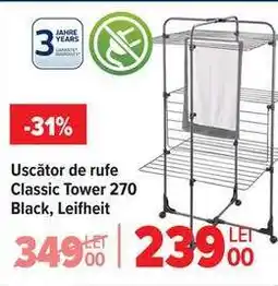 Carrefour Uscător de rufe Classic Tower 270 Black, Leifheit Ofertă