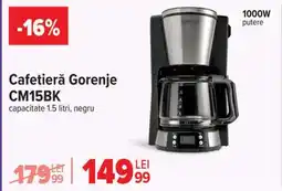 Carrefour Cafetieră Gorenje CM15BK Ofertă