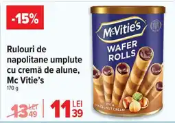 Carrefour Rulouri de napolitane umplute cu cremă de alune, Mc Vitie's Ofertă
