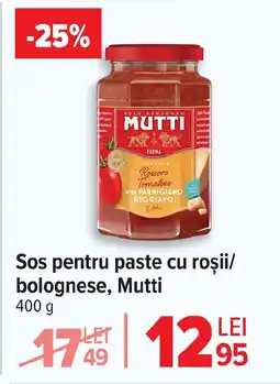 Carrefour Sos pentru paste cu roşii/ bolognese, Mutti Ofertă