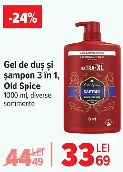Carrefour Gel de duş şi Șampon 3 în 1, Old Spice Ofertă