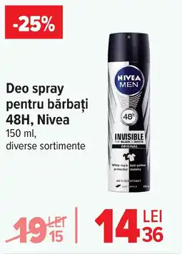 Carrefour Deo spray pentru bărbați 48H, Nivea Ofertă