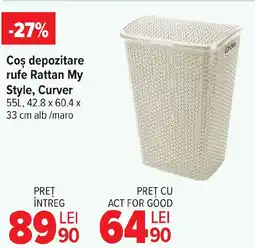 Carrefour Coş depozitare rufe Rattan My Style, Curver Ofertă