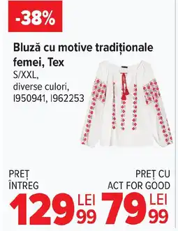 Carrefour Bluză cu motive tradiționale femei, Tex S/XXL Ofertă