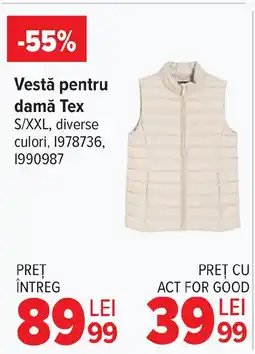 Carrefour Vestă pentru damă Tex S/XXL Ofertă