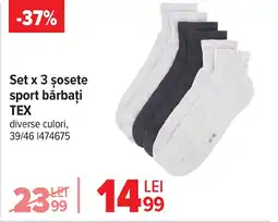 Carrefour Set x 3 șosete sport bărbați TEX Ofertă