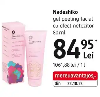 Nadeshiko gel peeling facial cu efect netezitor