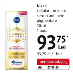 DM Nivea cellular luminous serum anti pete pigmentare Ofertă