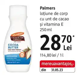 DM Palmers loţiune de corp cu unt de cacao şi vitamina E Ofertă
