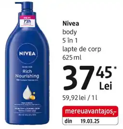 DM Nivea body 5 în 1 lapte de corp Ofertă