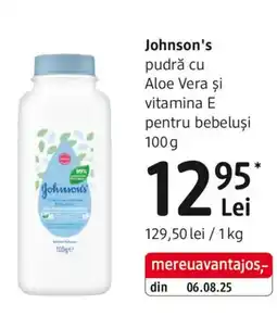 DM Johnson's pudră cu Aloe Vera şi vitamina E pentru bebeluși Ofertă