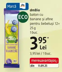 DM DmBio baton cu banane şi afine pentru bebeluşi 12+ Ofertă