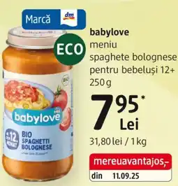 DM Babylove meniu spaghete bolognese pentru bebeluşi 12+ Ofertă